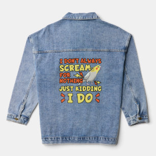 Cockatiel Cockatoo Lutino Weiro Bird Parrot Quarri Denim Jacket