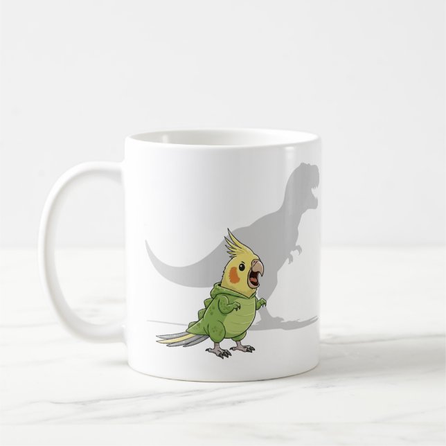 Cockatiel Dinosaur Personalized Gift Coffee Mug (Left)