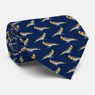 Cockatiel Frenzy Tie Double Sided Print (Navy)