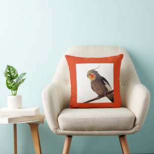Cockatiel Grey and Yellow Pet Bird Photograph Throw Pillow
