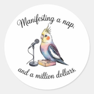 Cockatiel Manifesting Sticker - Funny Bird Vinyl D
