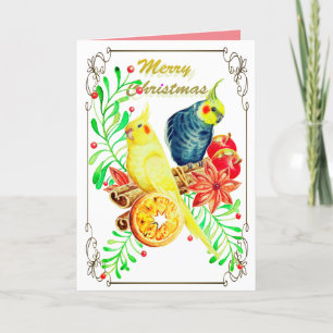 Cockatiel Mistletoe Holiday Card