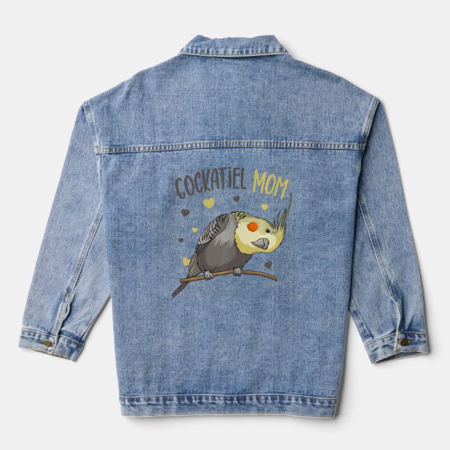 Cockatiel Mom Funny Bird Women  Denim Jacket (Back)