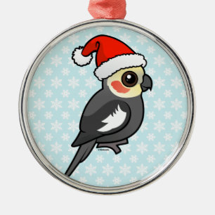 Cockatiel Santa Metal Ornament