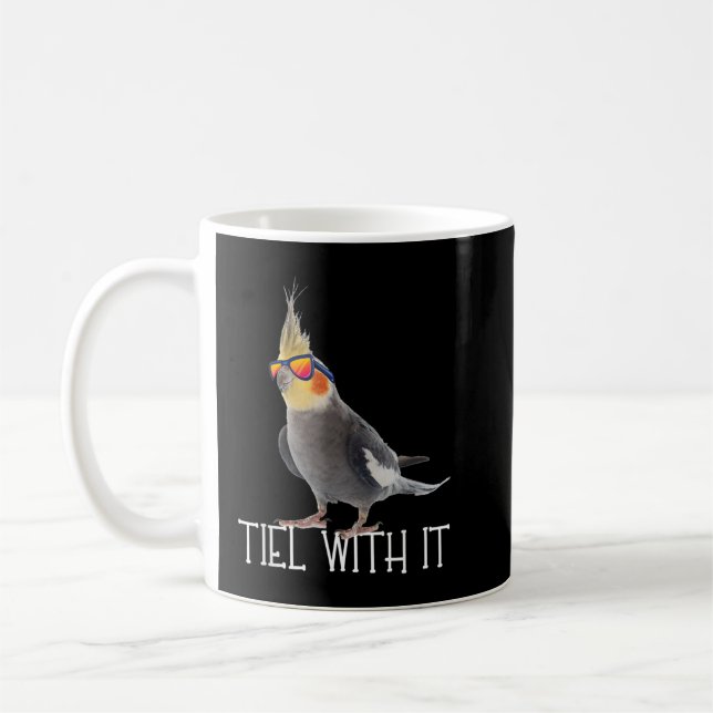 Cockatiel Teil With It Grey Bird Owner - Tiel With Coffee Mug (Left)