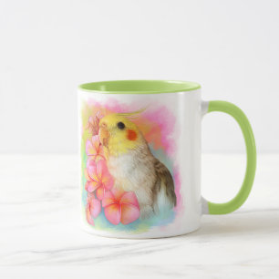 Cockatiel with frangipani mug