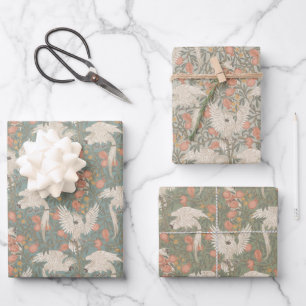 Cockatoo and Pomegranate by Walter Crane Pastels Wrapping Paper Sheet