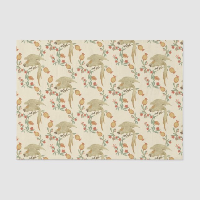 Cockatoo and Pomegranate Pattern  Tissue Paper (Front)