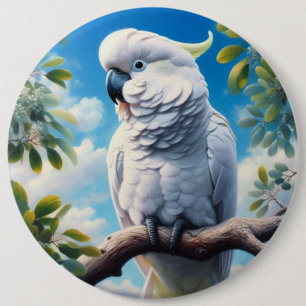 Cockatoo art  6 inch round button