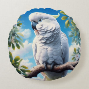 Cockatoo art round pillow