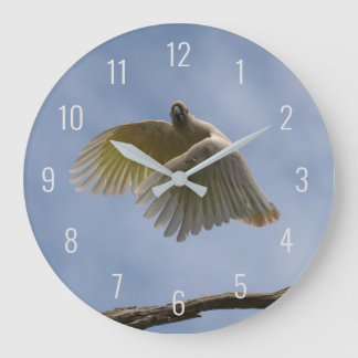 Cockatoo Bird Parrot Flying in the Sky Australia Large Clock