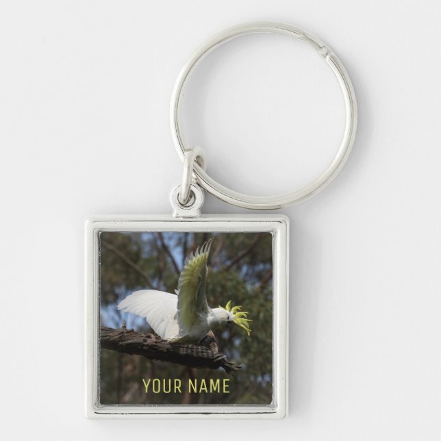 Cockatoo Bird Parrot Spreading Wings Australia Keychain (Front)