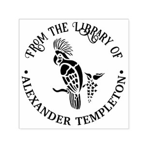 Cockatoo Bird Silhouette Library Book Name Self-inking Stamp