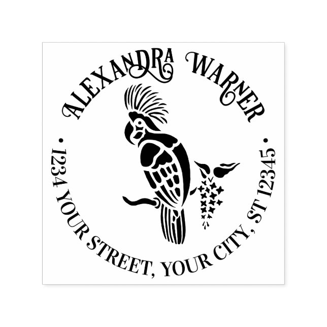Cockatoo Bird Silhouette Name Return Address  Self-inking Stamp (Design)