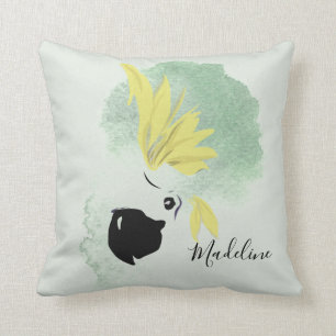 Cockatoo Bird Yellow and Green Watercolor Personal Throw Pillow