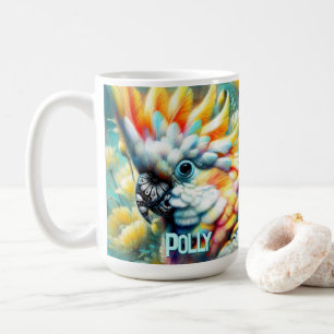 Cockatoo Bird Yellow Poppies Personalized Coffee Mug