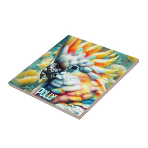 Cockatoo Bird Yellow Poppies Personalized Tile