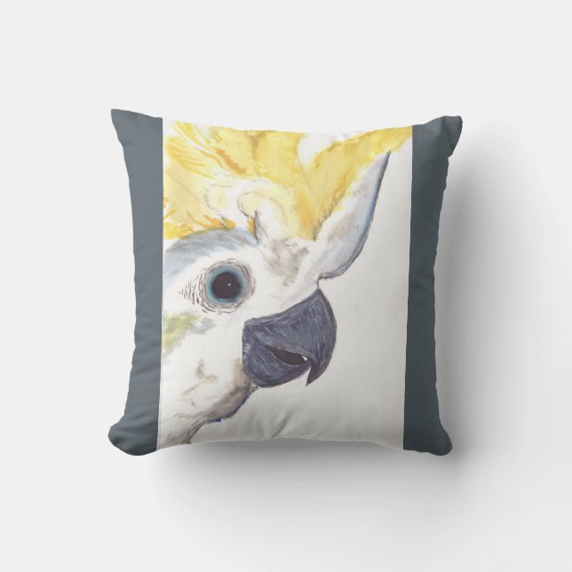 Cockatoo Clock Throw Pillow (Front)