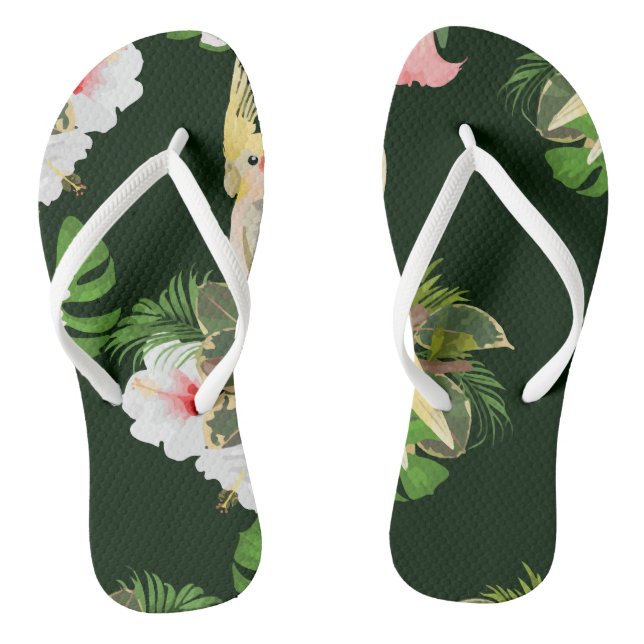 Cockatoo In The Rainforest Flip Flops (Footbed)