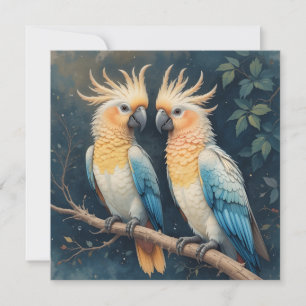Cockatoo Parrot Couple Invitation