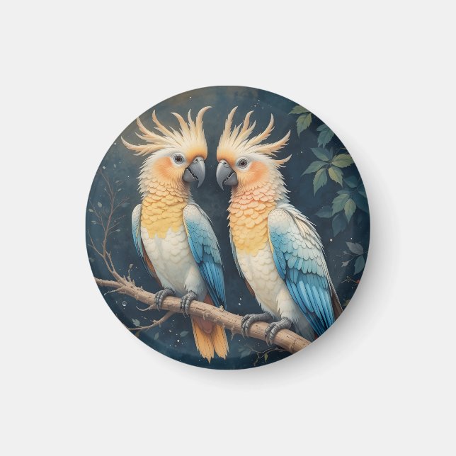 Cockatoo Parrot Couple Magnet (Front)