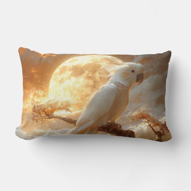 Cockatoo Parrot Fantasy Dreamscape Lumbar Pillow (Front)