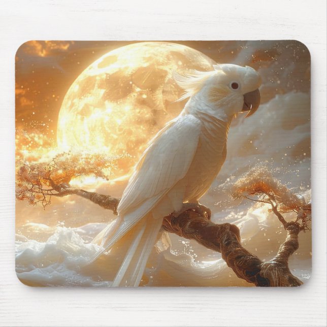 Cockatoo Parrot Fantasy Dreamscape Mouse Pad (Front)