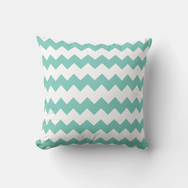 Cockatoo Turquoise Block Chevron Pillow (Front)
