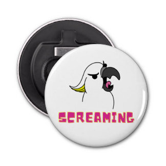 Cockatoo With Cool Pink Screaming Text Bottle Opener