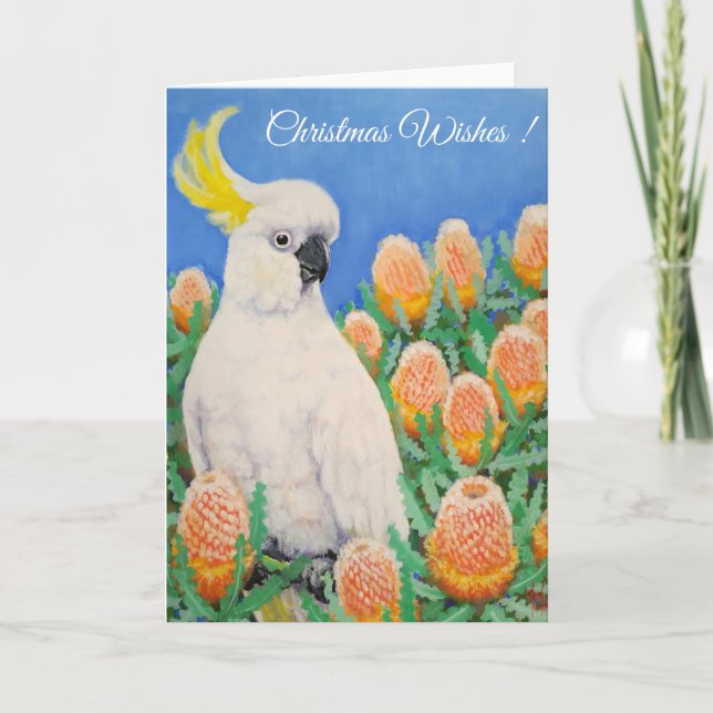 Cockatoos - Christmas Wishes Holiday Card (Front)