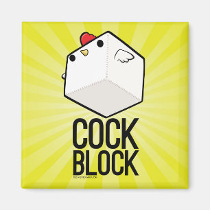 cockblockwith text magnet cute cube chicken