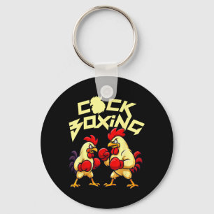 CockBoxing Funny Roosters Boxing Thai Kickboxing Keychain