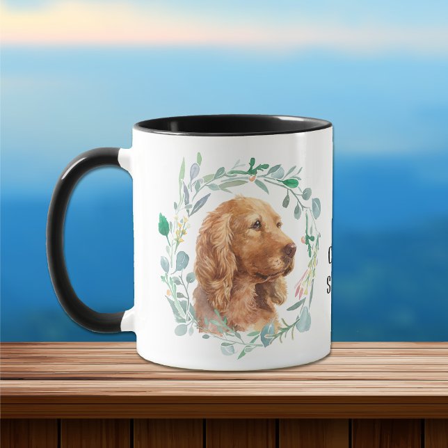 Cocker anglais Spaniel Wreath Coffee Mug (Créateur téléchargé)