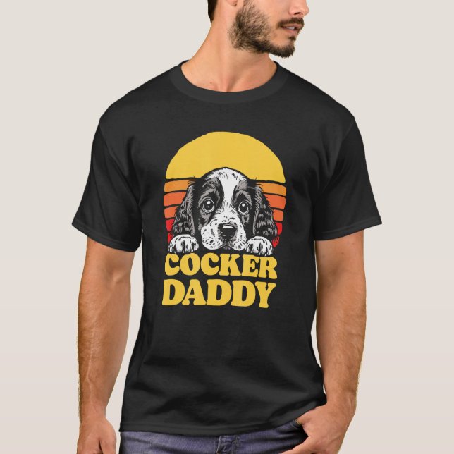 Cocker Daddy Cute English Cocker Spaniel Puppy Dad T-Shirt (Front)