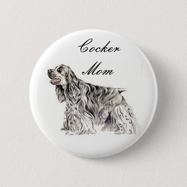 Cocker Mom, American Cocker Spaniel Button (Front)