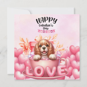 Cocker  Puppy Dog for Valentine's Day Holiday Card