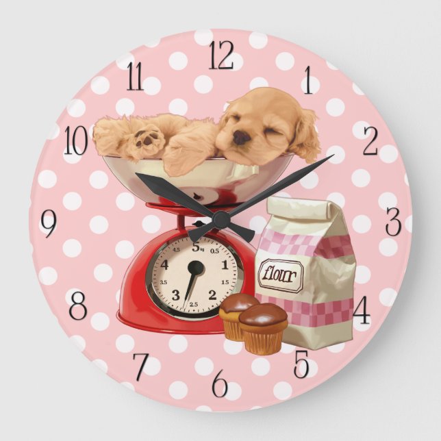 Cocker spanie and retro scale large clock (Front)