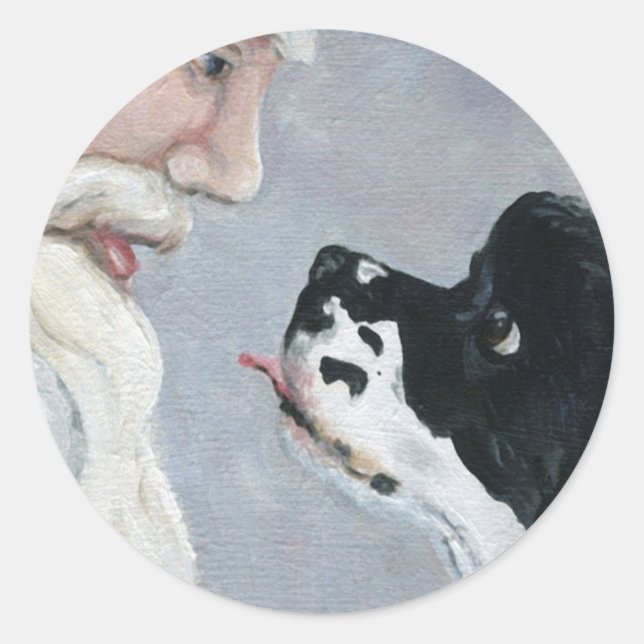 Cocker Spaniel and Santa Claus Art Sticker (Front)