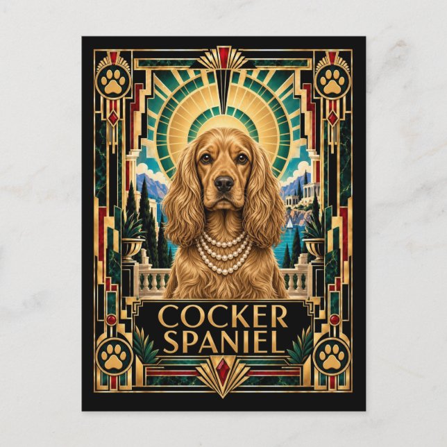 Cocker Spaniel, Art Deco Dog Postcard (Front)