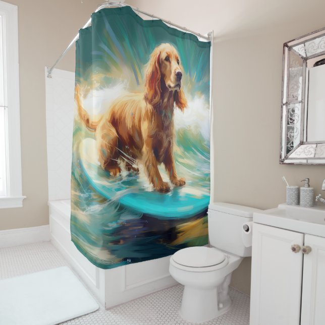 Cocker Spaniel Beach Surfing Painting (In Situ)