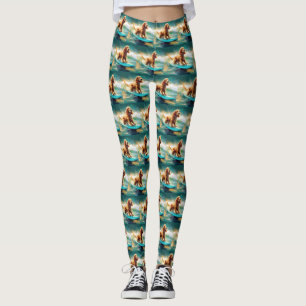 Cocker Spaniel Beach Surfing Painting Leggings