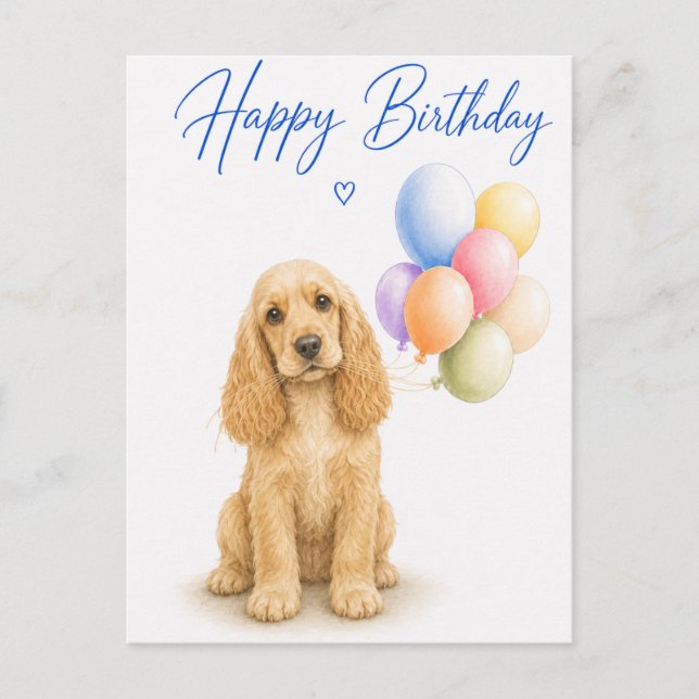 Cocker Spaniel Birthday Postcard (Front)