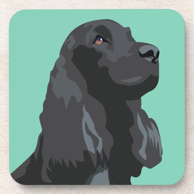 Cocker Spaniel - Black - Basic Breed Templates Coaster (Front)