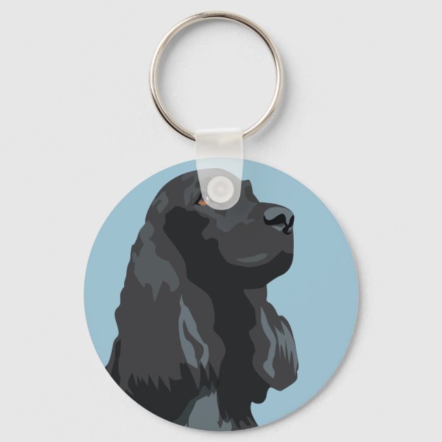 Cocker Spaniel - Black - Basic Breed Templates Keychain (Front)
