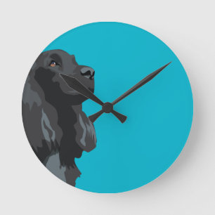Cocker Spaniel - Black - Basic Breed Templates Round Clock