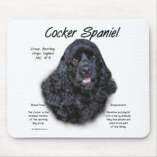 Cocker Spaniel (black) History Design Mouse Pad