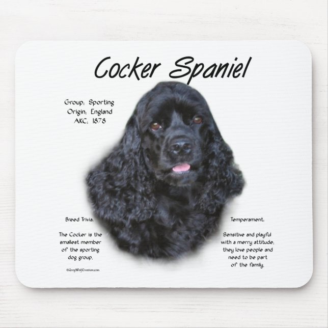 Cocker Spaniel (black) History Design Mouse Pad (Front)