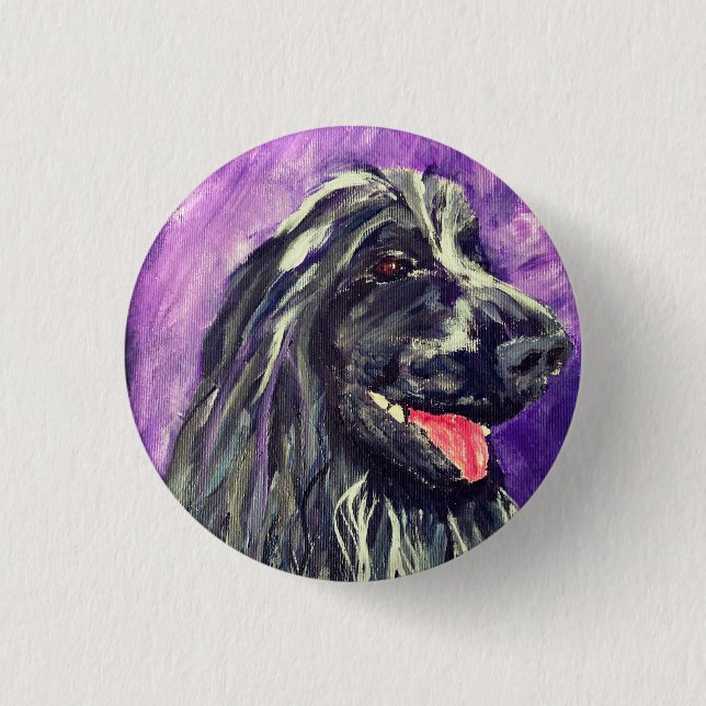  Cocker Spaniel Blue Roan Dog Painted       1 Inch Round Button (Front)