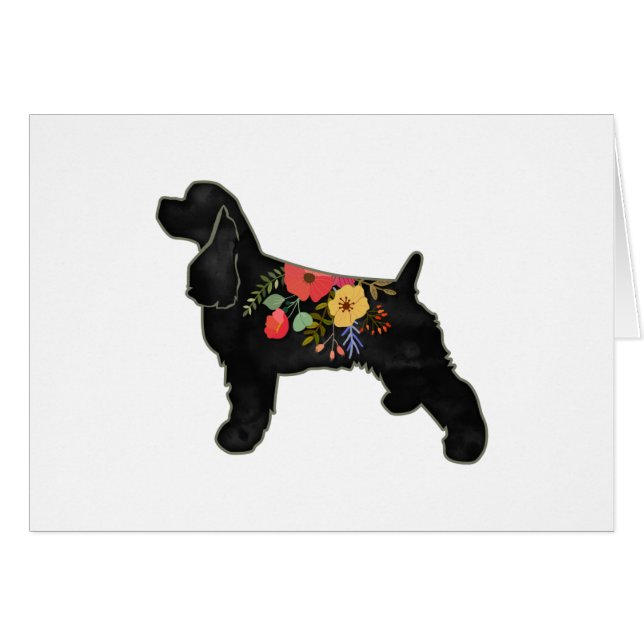 Cocker Spaniel Breed Bohemian Floral Saddle Card (Front Horizontal)