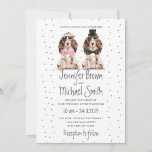 Cocker Spaniel bride groom valentines Wedding Dog Invitation